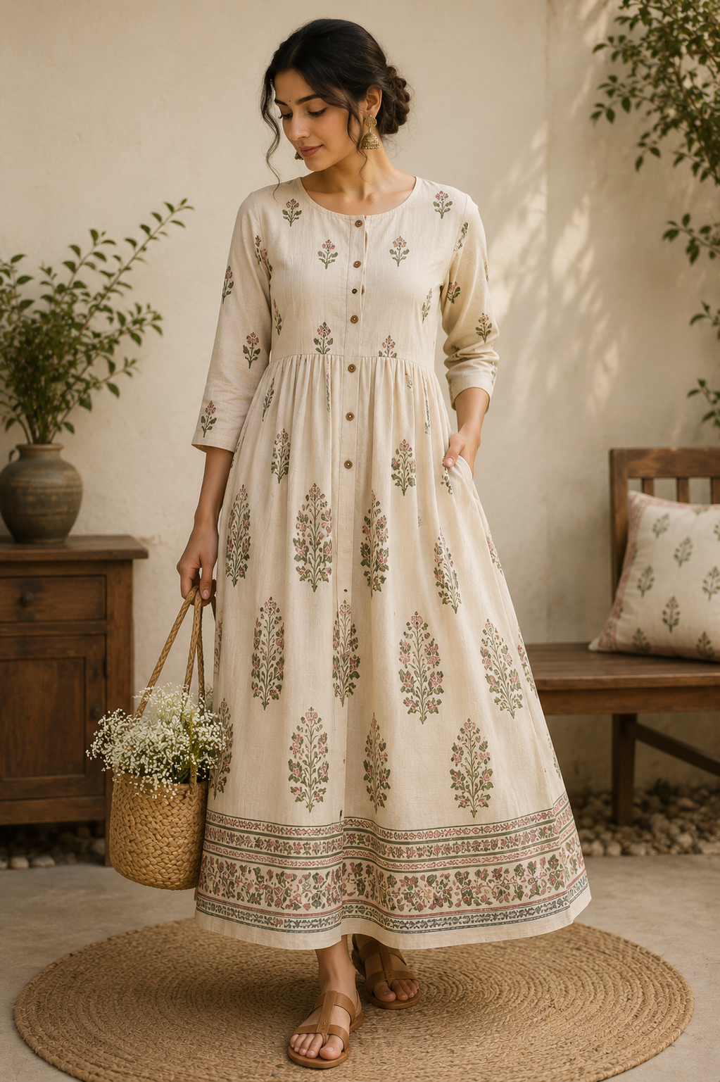 Dhara Khadi Dress — craftsmanship detail